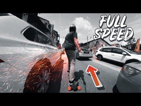 Traffic Run - Exway X1 Max Riot Full Speed | Electric Skateboard Raw Run