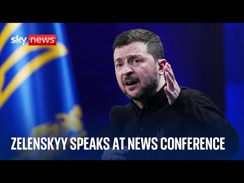 President Zelenskyy speaks in Kyiv to mark three years since the start of the Ukraine war | LIVE