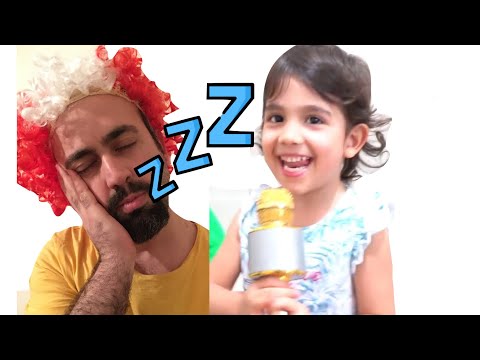 Emir Berke and Elisa Nur pretend play sleepy dady funny stories - Elisa Nur babasını uyandıramadı