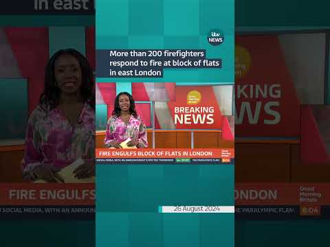 Two taken to hospital as fire engulfs block of flats in east London #itvnews #dagenham #london