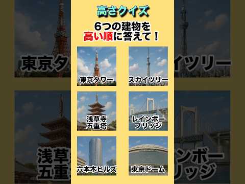 【高さクイズ】6つの建物を高い順に答えて!#クイズ#ゲーム#暇つぶし