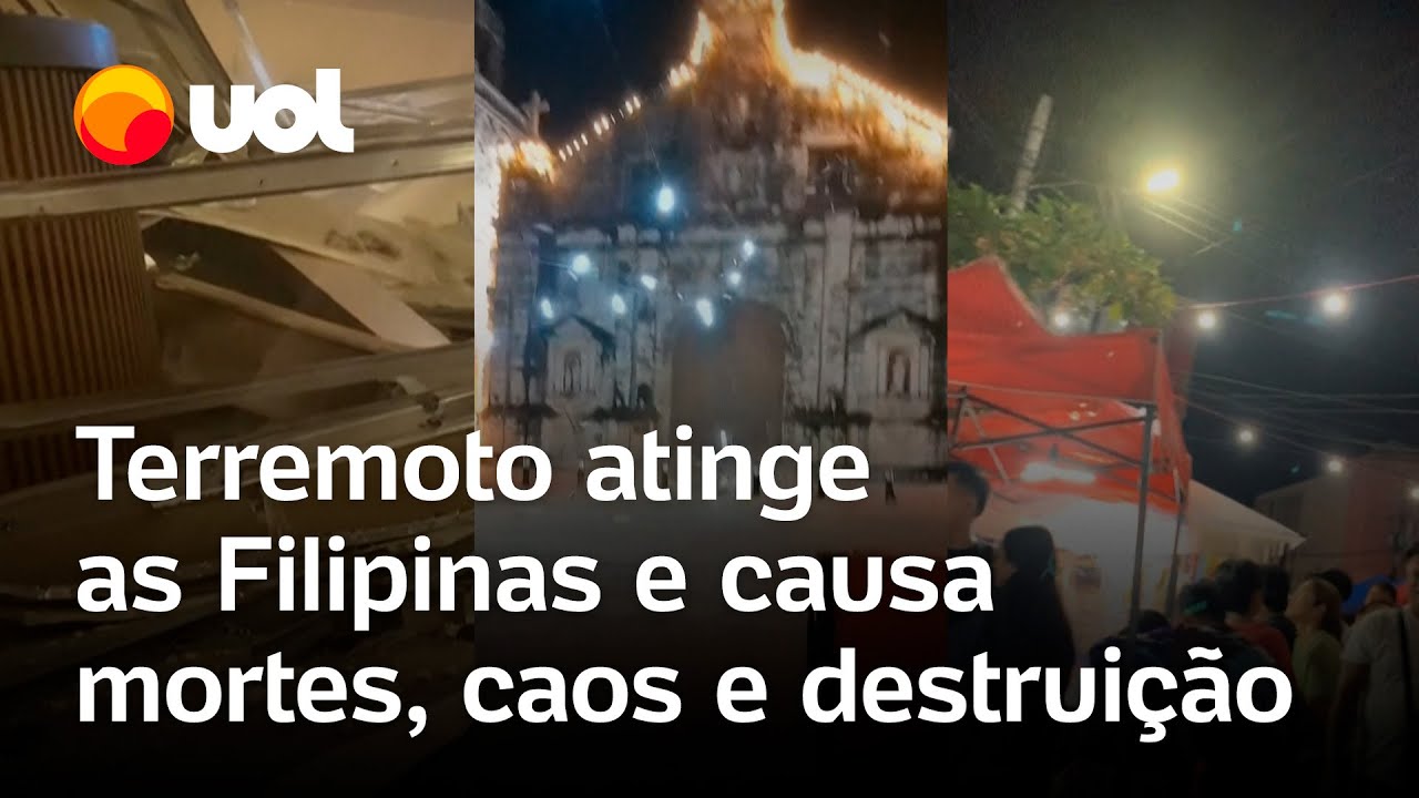 Terremoto de magnitude 69 nas Filipinas causa mortes caos e destruição vídeo flagra o tremor