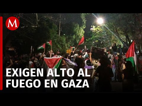Protestas pro palestinas en las afueras de la Embajada de Israel