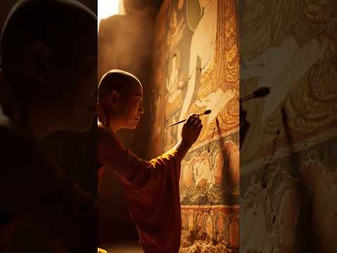 ASMR Monk Restoring 1000-Year-Old Buddhist Mural – Cave Ambience