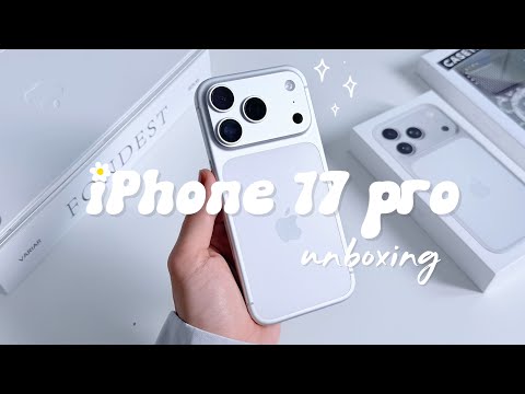  iPhone 17 Pro aesthetic unboxing (silver) + accessories 🤍 comparison iPhone 16 pro