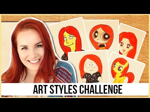 5 ART STYLES CHALLENGE! Drawing Myself in 5 Different Cartoon Styles! | Art Journal Thursday Ep. 34