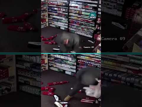 Bad burglar fumbles theft at cigarette store  #itvnews #uk #crime #usa