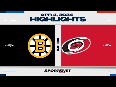 NHL Highlights | Bruins vs. Hurricanes - April 4, 2024