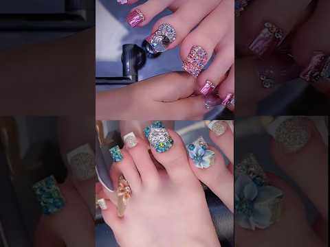 Luxury Crystal Toe Nail Art/ Nail Chân Đính Đá 3D Siêu Sang #thanhtrucnail #shorts #nail