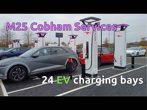 New chargers at Cobham Services on the M25. Now 24 DC rapid chargers! (Dec 2023)