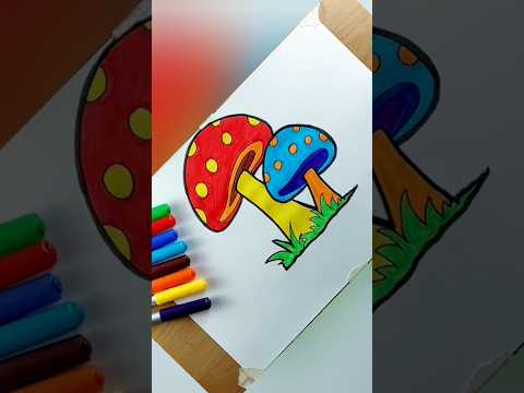 Mushroom Drawing and Coloring 🍄 😍  #drawing #coloring #shorts #mushroom