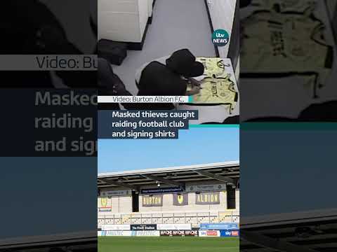 The trio signed their initials on a club shirt #itvnews #burtonalbion #football #crime