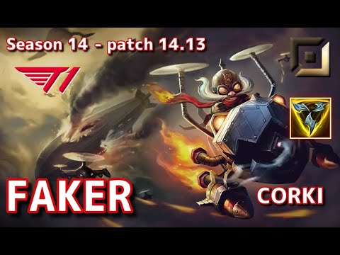 【KRサーバー/M1】T1 Faker コーキ(Corki) VS オリアナ(Orianna) MID - Patch14.13 KR Ranked【LoL】