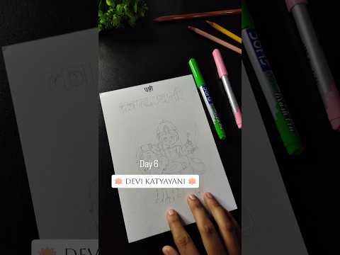 day 6 devi katyayani 🪷 navaratri drawing #painting #navratridrawing #ytshorts #short #art