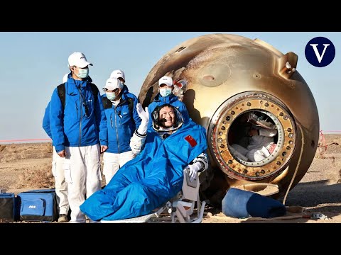 El momento del aterrizaje de tres astronautas chinos a la Tierra