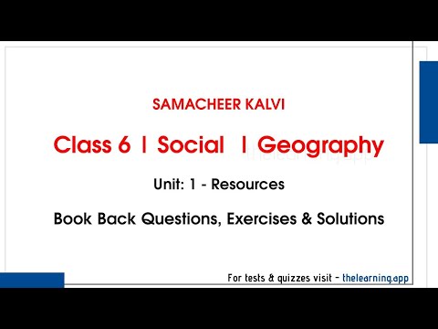 Resources Book Back Questions, Answers | Unit 1  | Class 6 | Geography | Social | Samacheer Kalvi