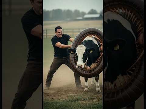 Battle with giant worms, rescue the cow #shortvideo #cow #wildlife #animals #dog