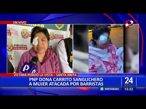 Santa Anita: PNP dona carrito sanguchero a mujer que fue atacada por barristas