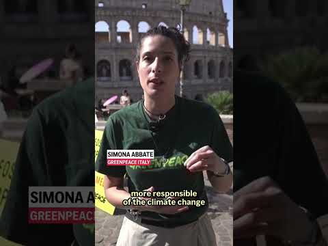 Melting statues outside Colosseum protest fossil fuel corporations