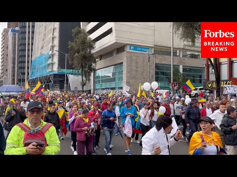 Thousands Of People In Bogota, Colombia, Take To The Streets To Protest President Gustavo Petro
