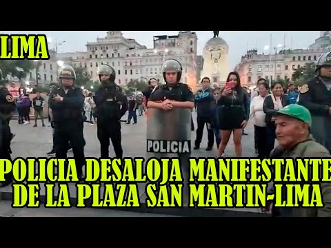 POLICIA SOLO PERMITIO UN GRUPO EN LA PLAZA SAN MARTIN Y AL PUEBLO LO DESALOJO..
