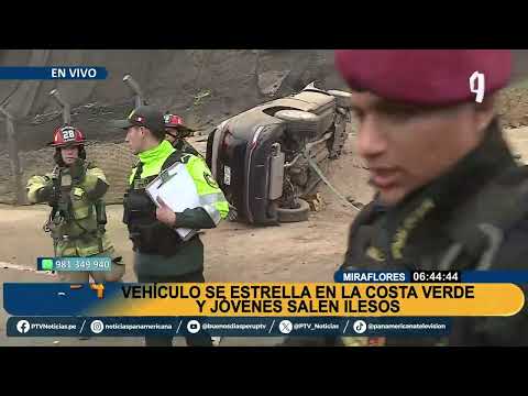 ¡Increíble rescate en Miraflores! Vehículo se despista pero todos están a salvo