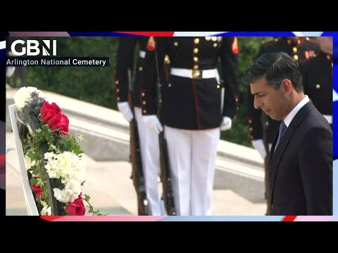 Rishi Sunak lays wreath at the Tomb of the Unknown Soldier at Arlington National Cemetery, Virginia