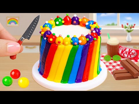 Amazing Rainbow KitKat Cake | Mini Rainbow Cake Recipe Using KitKat Chocolate