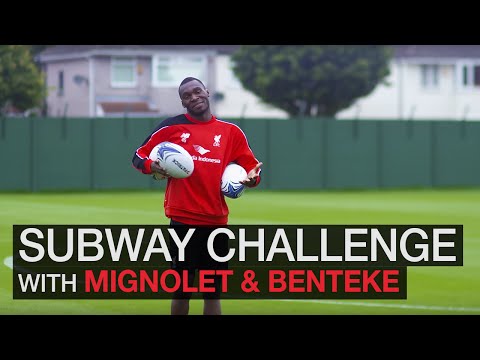 Benteke and Mignolet's rugby challenge with SUBWAYÂ®