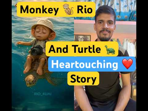 Baby Monkey 🐒 Rio And Turtle 🐢 Heartouching Story ❤️ #shorts #monkey #turtles #trending