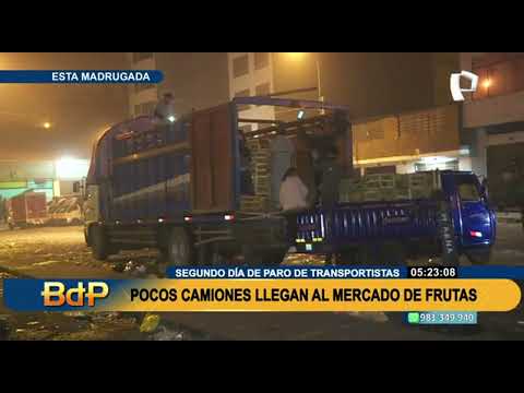 Día 2 de paro: reducida cantidad de camiones que abastece alimentos al Mercado de Frutas
