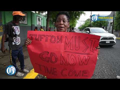Anti-Dr Christopher Tufton protest outside Parliament