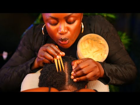Asmr✨Super attentive Hair Parting, scalp greasing,hand picking hair crust, Deep nape massage No Talk