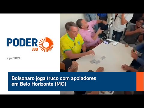 Bolsonaro joga truco com apoiadores em Belo Horizonte (MG)