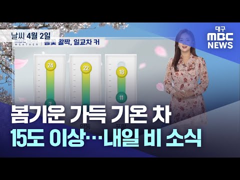 봄기운 가득 기온 차 15도 이상…내일 비 소식 (2024.04.02 날씨) | 대구MBC뉴스