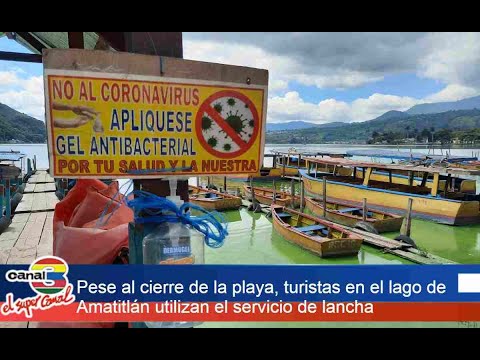 Pese al cierre de la playa, turistas en el lago de Amatitlán utilizan el servicio de lancha