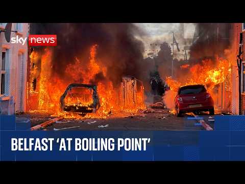 Belfast homes and cars torched as Sky News reports from city 'at boiling point' after knife attack