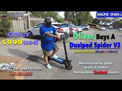 Oliver in Scarborough Buys a Dualped Spider V2 And Loves It!! Fastest 48V Scooter Anywhere!