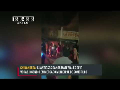 Voraz incendio en mercado municipal de Somotillo, Chinandega - Nicaragua