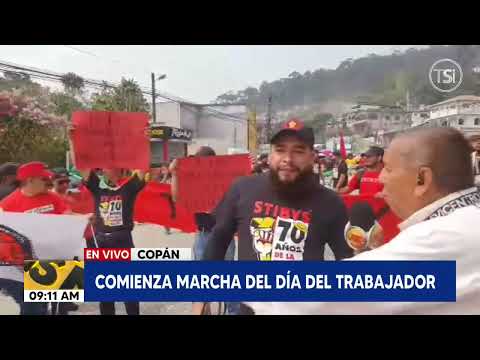 Comienza marcha del día del trabajador en Copán