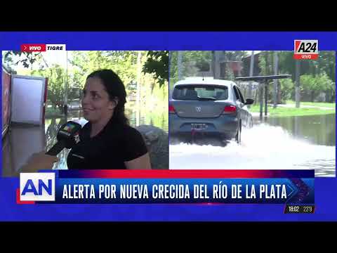 Tigre: calles inundadas y nueva alerta por crecida del Río de la Plata