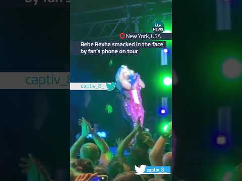 Bebe Rexha smacked in the face by fan’s phone on tour #itvnews