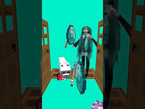 Door Leads To Hatsune Miku 💙 and sad cat 😿VS Skibidi Toilet 💗 and bling bang bang #shorts #minecr