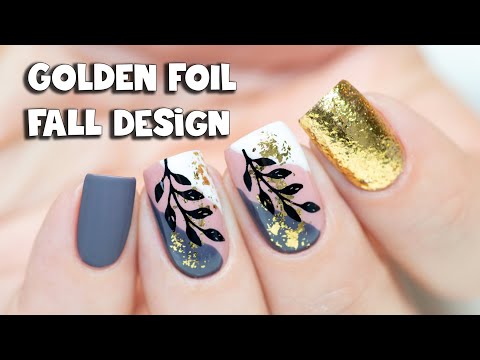 FALL NAIL ART WITH GOLDEN FOIL - Indigo Flame Effect