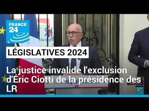 L'exclusion d'Éric Ciotti de la présidence des Républicains invalidée par la justice