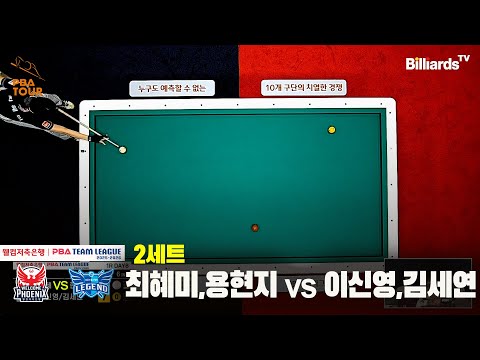 2세트 웰컴저축은행(최혜미,용현지)vs휴온스(이신영,김세연)[웰컴저축은행 PBA팀리그 25-26 1R]