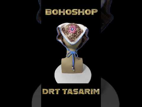 DRT Tasarım El Örgüsü Kare Motif Üçgen Bandana