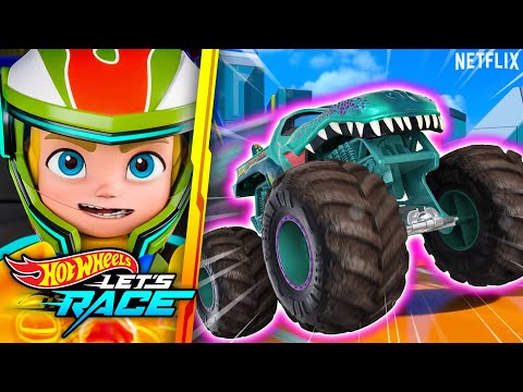 Best Moments on the Track: Mega Wrex ⚡🏎️ | Hot Wheel's Let's Race