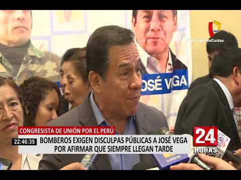 Bomberos exigen disculpas públicas a congresista José Vega por afirmar que siempre llegan tarde