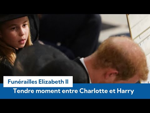 Tendre instant entre Charlotte et son oncle le prince Harry durant l’inhumation à St George